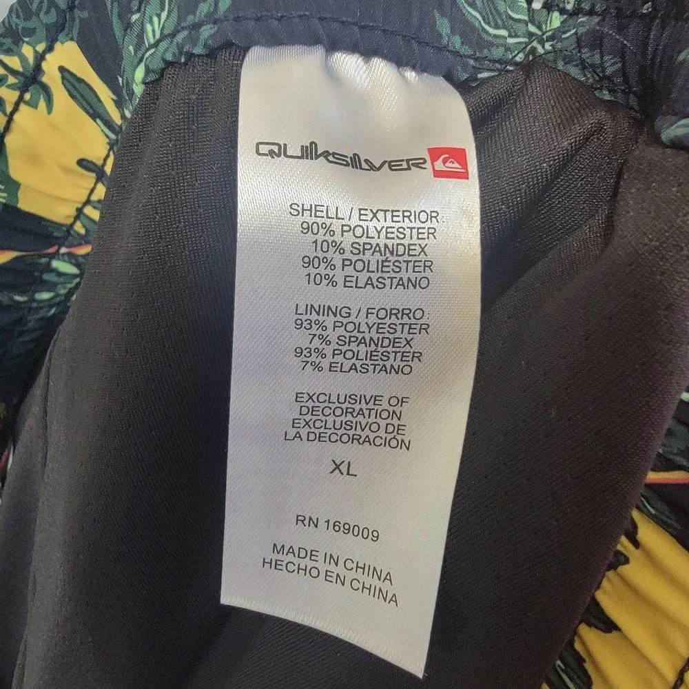 NEW! Quiksilver Men's XL Eclipse Volley Swim Shorts Black Floral Sunset‎ Print